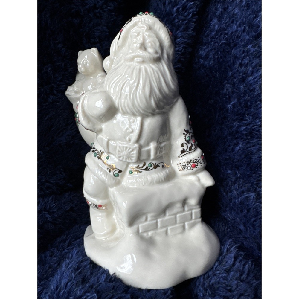 Lenox China Jewels Santa on Chimney Figurine 7" Handcrafted Thailand 24K Gold
